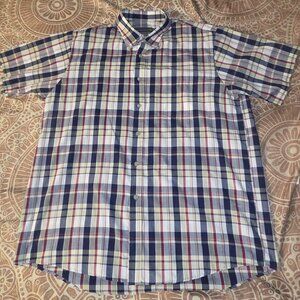 David Taylor Button Down Shirt Mens M Short Sleeve Pocket Brown Checks